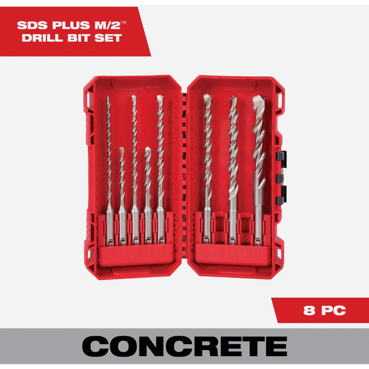 Image of Milwaukee 8-Piece SDS Plus M/2 2-Cutter Drill Bit Kit
