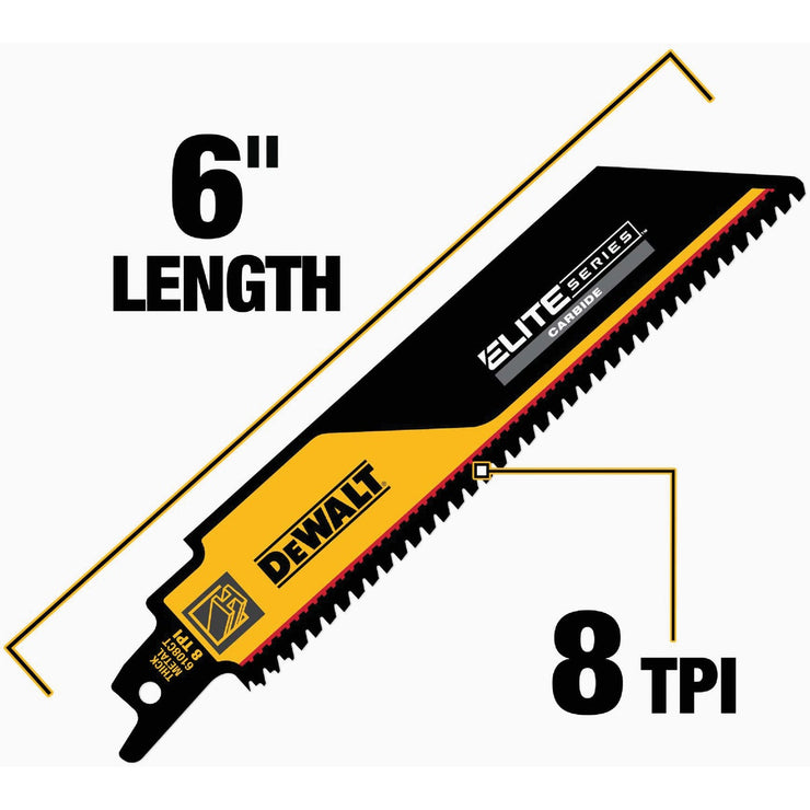 Image of DEWALT Elite Series 9 In. 8 TPI Carbide Metal Reciprocating Saw Blade