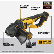 Image of DEWALT FLEXVOLT 60V MAX Brushless 7 In. - 9 In. Cordless Angle Grinder with Kickback Brake (Tool Only)