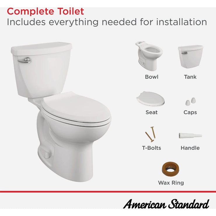 Image of American Standard Cadet 3 White Chair Height Elongated Bowl 10 In. Rough-In 1.28 GPF Toilet