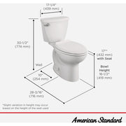 Image of American Standard Cadet 3 White Chair Height Elongated Bowl 10 In. Rough-In 1.28 GPF Toilet