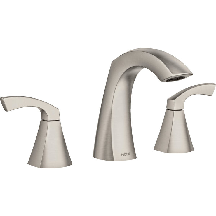 Image of Moen Lindor 2-Handle Lever Widespread Bathroom Faucet, Spot Resist Brushed Nickel