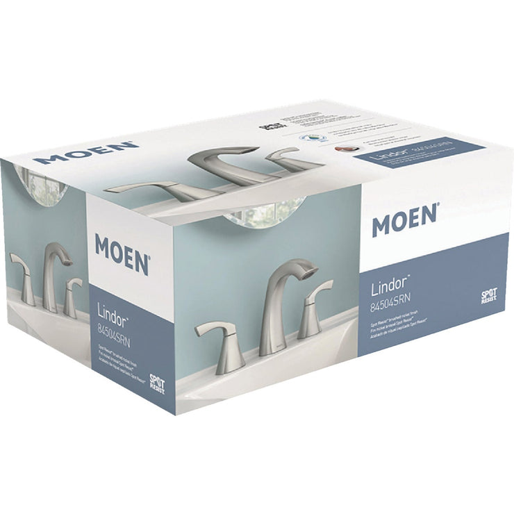 Image of Moen Lindor 2-Handle Lever Widespread Bathroom Faucet, Spot Resist Brushed Nickel