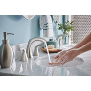 Image of Moen Lindor 2-Handle Lever Widespread Bathroom Faucet, Spot Resist Brushed Nickel