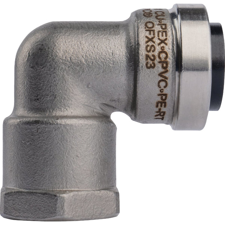 Image of QuickFitting 1/2 In. Push-to-Connect x 1/2 In. FNPT Stainless Steel 90-Degree Elbow