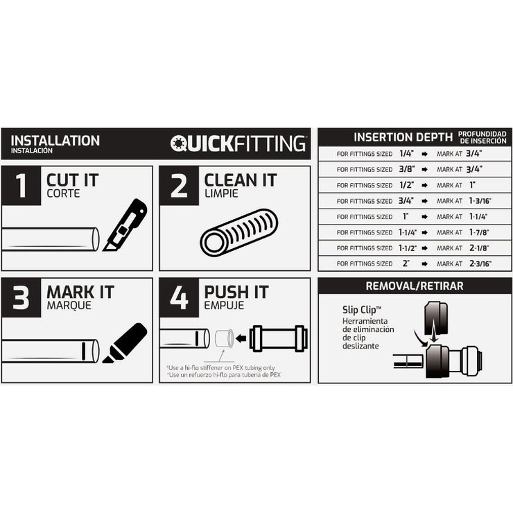Image of QuickFitting 1/2 In. Push-to-Connect x 1/2 In. FNPT Stainless Steel 90-Degree Elbow