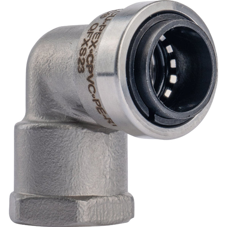 Image of QuickFitting 1/2 In. Push-to-Connect x 1/2 In. FNPT Stainless Steel 90-Degree Elbow