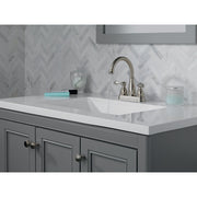 Image of Delta Windmere Brushed Nickel 2-Handle Lever 4 In. Centerset Bathroom Faucet and Push Pop-Up with Overflow