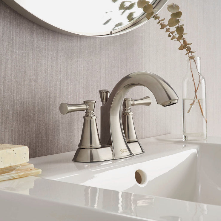 Image of American Standard Chancellor 2-Handle Lever 4 In. Centerset Bathroom Faucet with Pop-Up, Brushed Nickel