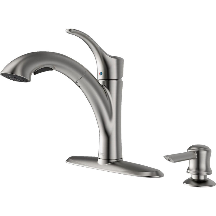 Image of American Standard Mesa 1-Handle Lever Pull-Down Kitchen Faucet with Soap Dispenser, Stainless Steel