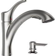 Image of American Standard Mesa 1-Handle Lever Pull-Down Kitchen Faucet with Soap Dispenser, Stainless Steel