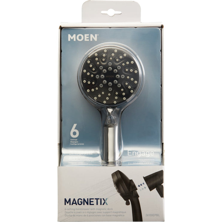 Image of Moen Engage 6-Spray 1.75 GPM Handheld Shower Head with Magnetix, Matte Black