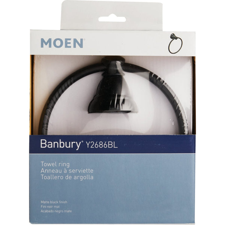 Image of Moen Banbury 6 In. Towel Ring, Matte Black