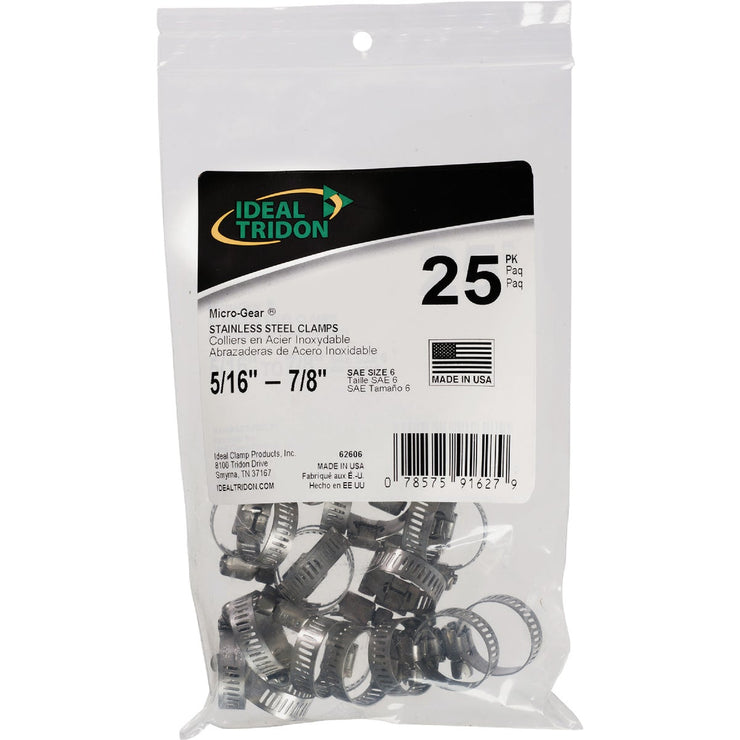 Image of Ideal HY-GEAR 5/16 In. To 7/8 In. Stainless Steel Worm Gear Hose Clamps (25-Piece)