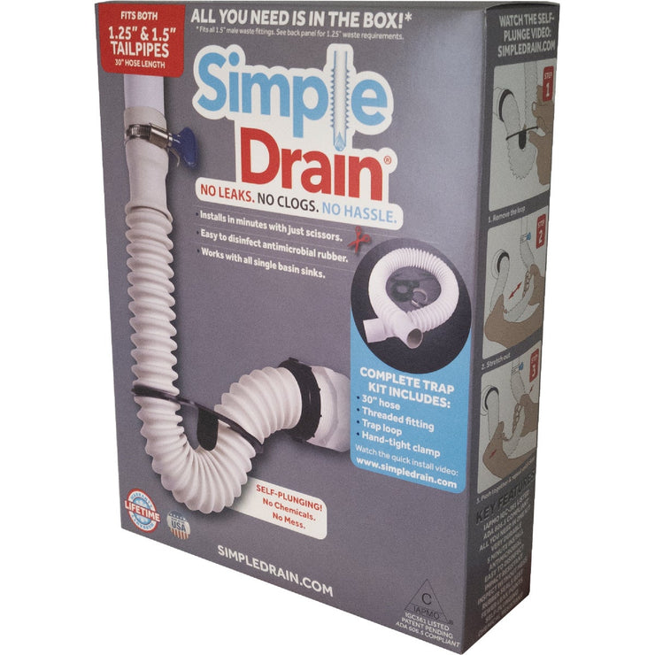 Image of Simple Drain Self-Plunging Sink Drain Universal Trap Repair Kit