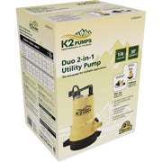 Image of K2 1/4 HP 2-In-1 Submersible Utility & Transfer Pump