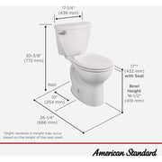 Image of American Standard Cadet 3 White Chair Height Round Bowl 10 In. Rough-In 1.28 GPF Toilet