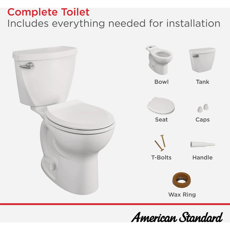 Image of American Standard Cadet 3 White Chair Height Round Bowl 10 In. Rough-In 1.28 GPF Toilet