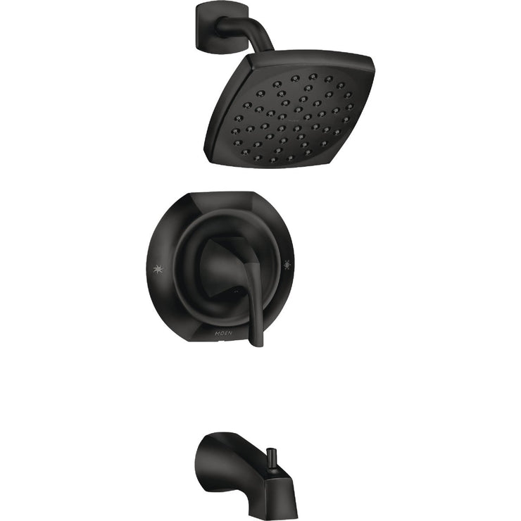 Image of Moen Lindor Posi-Temp 1-Handle Lever Tub & Shower Faucet, Matte Black
