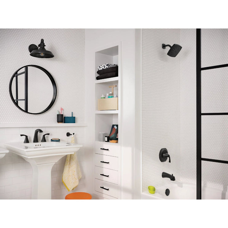 Image of Moen Lindor Posi-Temp 1-Handle Lever Tub & Shower Faucet, Matte Black