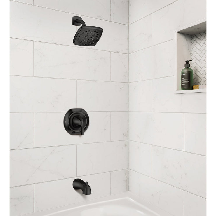 Image of Moen Lindor Posi-Temp 1-Handle Lever Tub & Shower Faucet, Matte Black