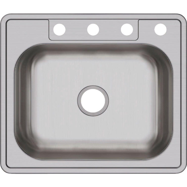 Image of Elkay Dayton 25 In. x 21-1/4 In. x 6-9/16 In. 4-Hole Single Bowl Drop-In Kitchen Sink, Stainless Steel