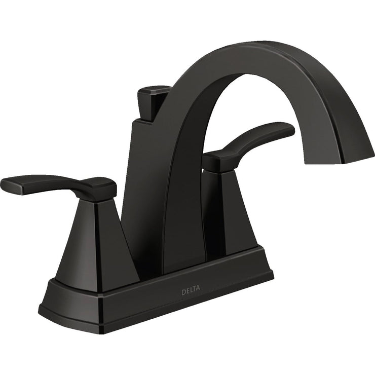 Image of Delta Flynn Matte Black 2-Handle Lever Centerset Bathroom Faucet with Pop-Up