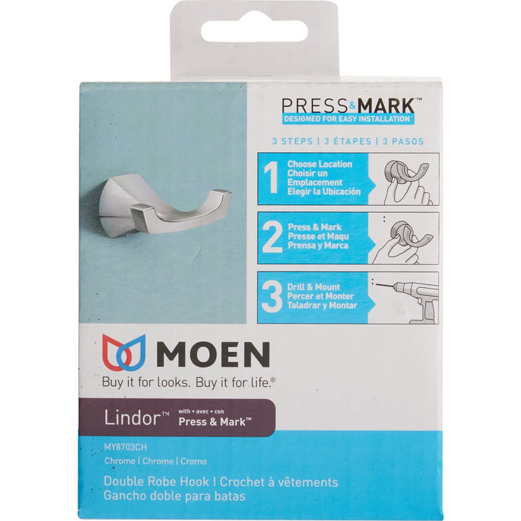 Image of Moen Lindor Double Robe Hook, Chrome