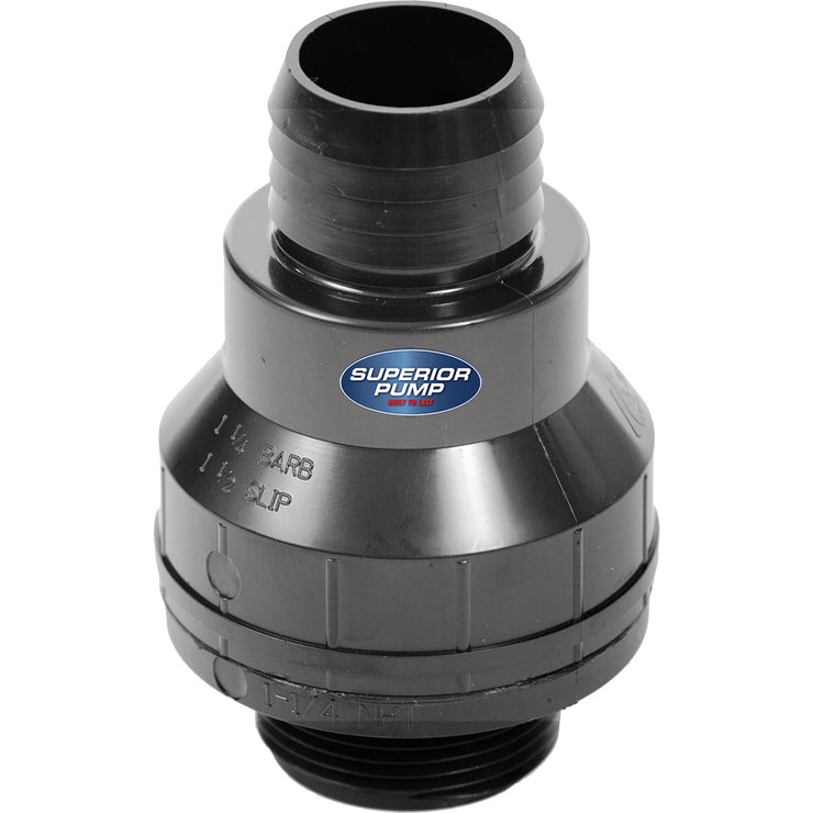 Image of Superior Pump 1-1/4 In. MPT x 1-1/4 In. Barb or 1-1/2 In. Slip ABS Check Valve