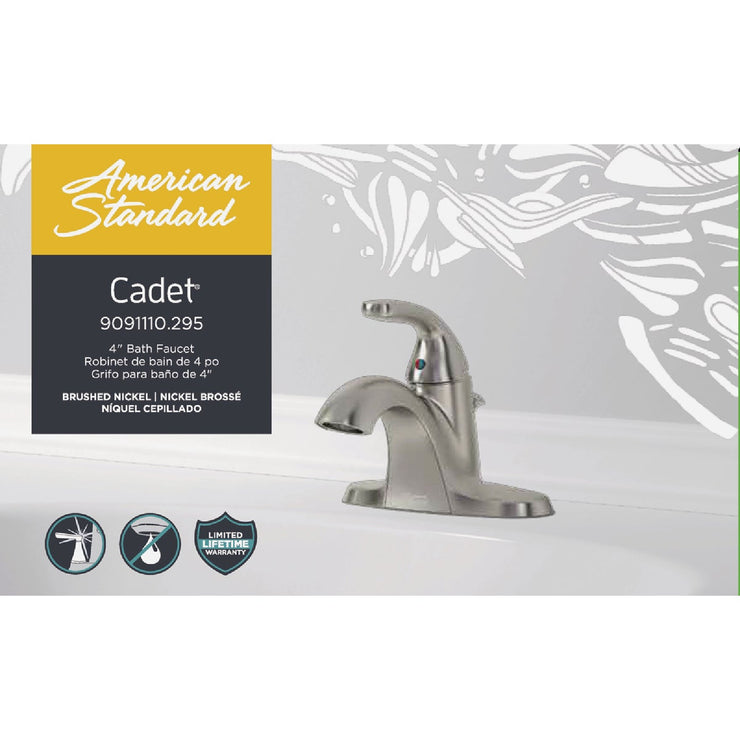 Image of American Standard Cadet Brushed Nickel 1-Handle Lever 4 In. Centerset Bathroom Faucet with Pop-Up