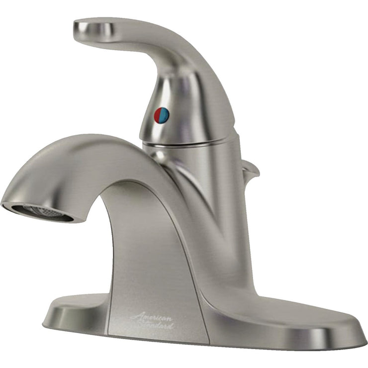 Image of American Standard Cadet Brushed Nickel 1-Handle Lever 4 In. Centerset Bathroom Faucet with Pop-Up
