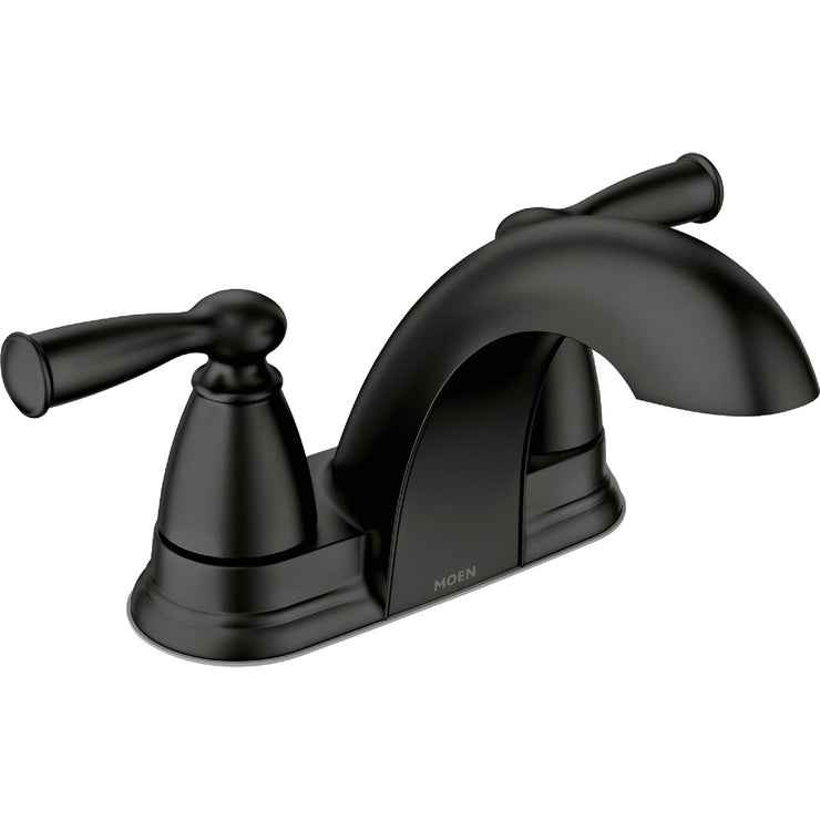 Image of Moen Banbury 2-Handle Lever Low Arc Centerset Bathroom Faucet, Matte Black