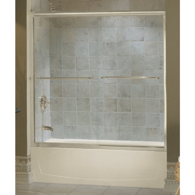 Image of Sterling Finesse 59-5/8 In. W X 55-3/4 In. H Nickel Semi-Frameless Clear Glass Sliding Tub Door