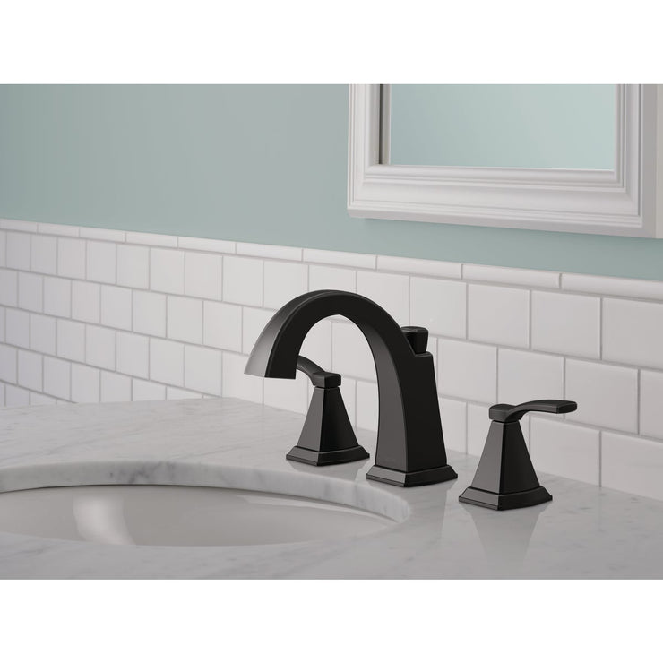 Image of Delta Flynn 2-Handle Widespread Bathroom Faucet, Matte Black