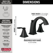 Image of Delta Flynn 2-Handle Widespread Bathroom Faucet, Matte Black