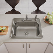 Image of Elkay Dayton 25 In. x 22 In. x 8-1/16 In. 4-Hole Single Bowl Drop-In Kitchen Sink, Stainless Steel