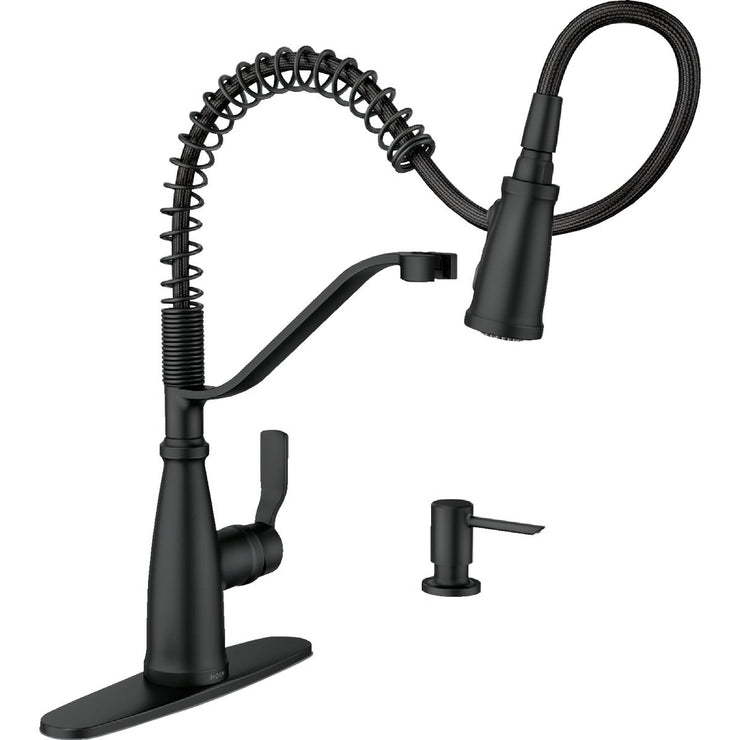 Image of Moen Nolia 1-Handle Pull-Down Widespread Kitchen Faucet, Matte Black