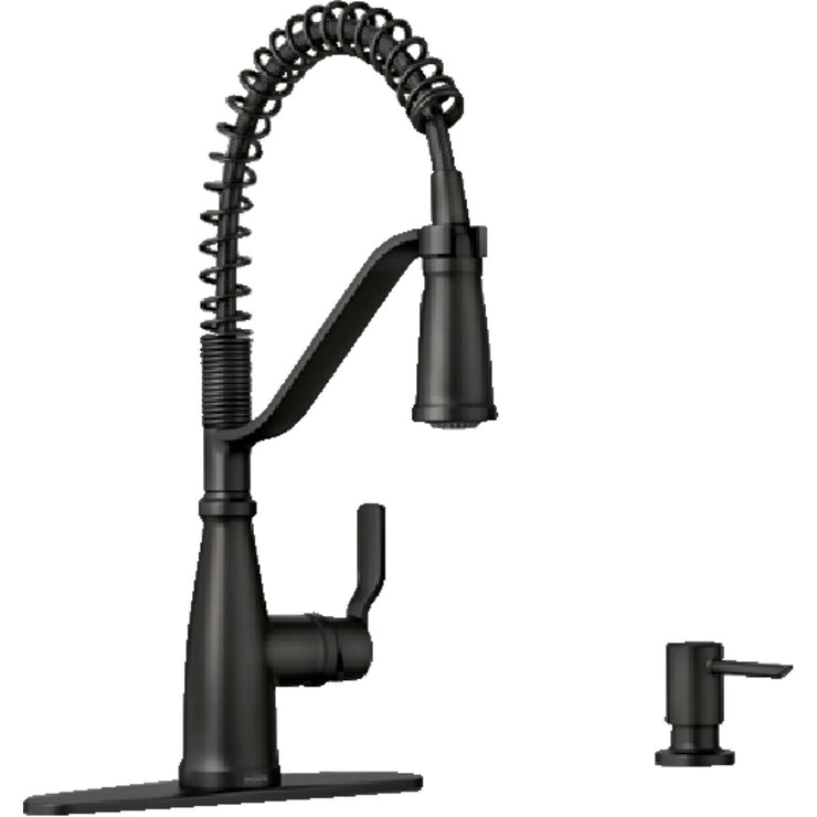 Image of Moen Nolia 1-Handle Pull-Down Widespread Kitchen Faucet, Matte Black