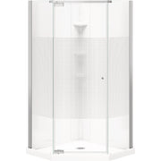 Image of Maax Begonia Carbon 36 In. L x 36 In. D x 72 In. H Polystyrene Center Drain Shower Kit in White with Carbon Glass in Chrome