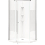 Image of Maax Begonia Carbon 36 In. L x 36 In. D x 72 In. H Polystyrene Center Drain Shower Kit in White with Carbon Glass in Chrome