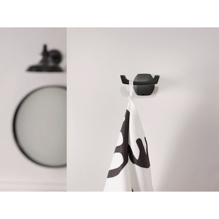 Image of Moen Lindor Double Robe Hook, Matte Black