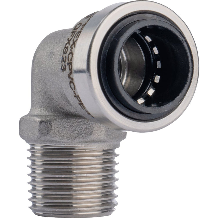 Image of QuickFitting 1/2 In. Push-to-Connect x 1/2 In. MNPT Stainless Steel 90-Degree Elbow