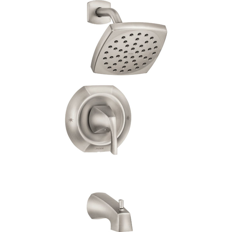 Image of Moen Lindor Posi-Temp 1-Handle Lever Tub & Shower Faucet, Spot Resist Brushed Nickel