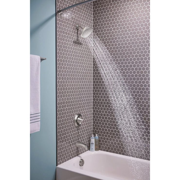 Image of Moen Lindor Posi-Temp 1-Handle Lever Tub & Shower Faucet, Spot Resist Brushed Nickel