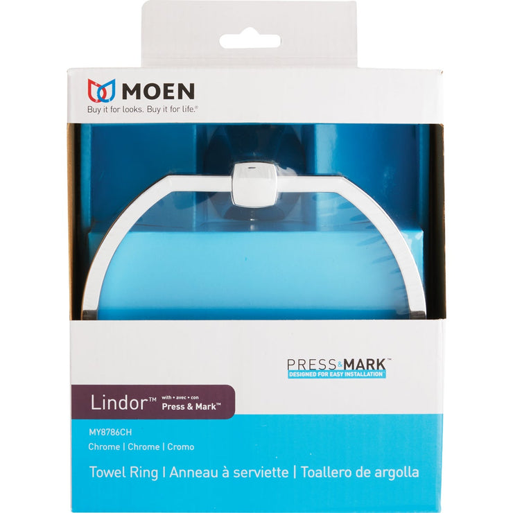 Image of Moen Lindor Towel Ring, Chrome