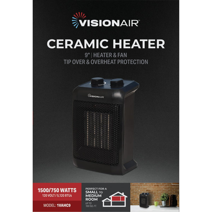 Image of Vision Air 9 In. 1500W/750W Fan Forced Ceramic Heater
