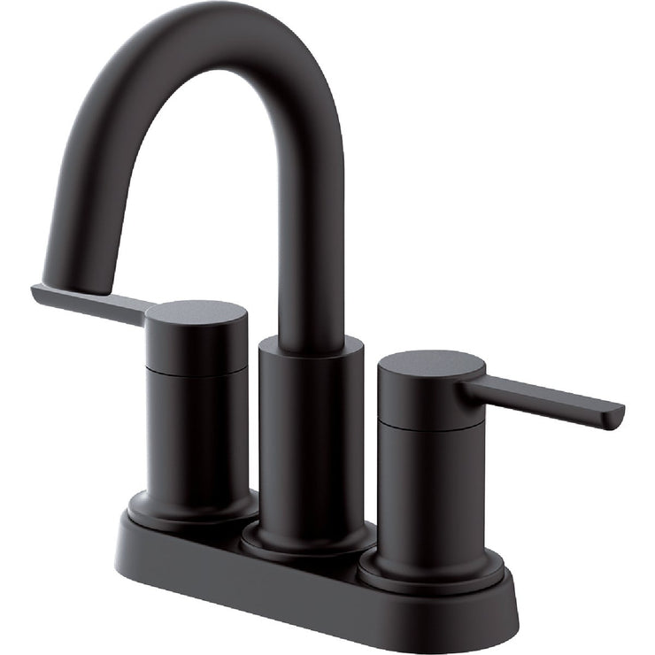 Image of Home Impressions Matte Black 2-Straight Handle Lever 4 In. Centerset Bathroom Faucet with Pop-Up
