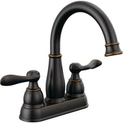 Image of Delta Windmere Oil Rubbed Bronze 2-Handle Lever 4 In. Centerset Bathroom Faucet and Push Pop-Up with Overflow