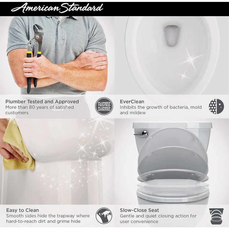 Image of American Standard Cadet 3 Decor White Chair Height Elongated Bowl 1.28 GPF Toilet