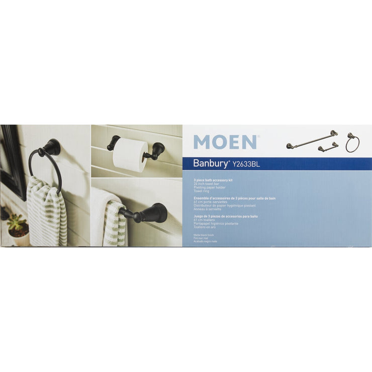Image of Moen Banbury 3-Piece Bath Hardware Set, Matte Black